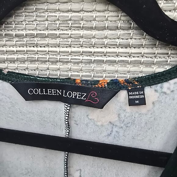 Colleen Lopez Dress Womens Medium Green Velour Floral Coquette Boho Cottagecore - Picture 4 of 6